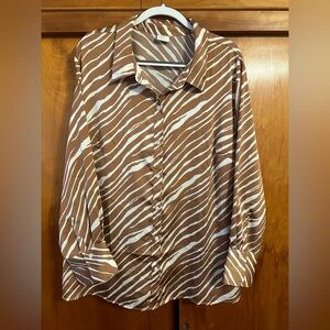 Satin Tiger Print Button Down